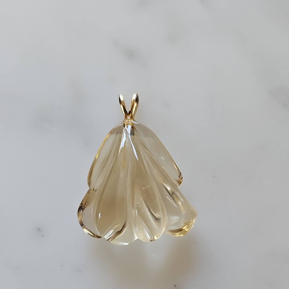 Citrine Pendant Gold Tone Bail Vintage